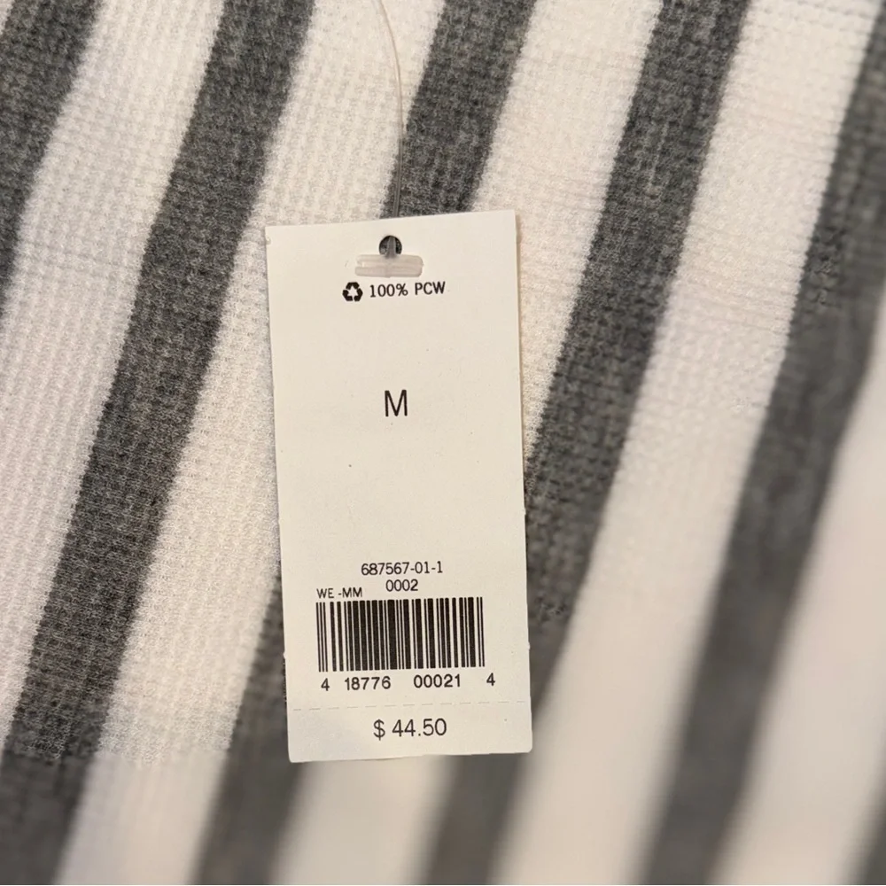 Banana Republic Men’s Pullover Long Sleeve Stripe Crewneck Gray White NWT Size M